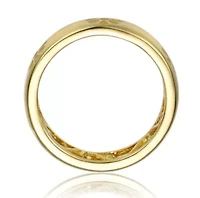 Lab Created 14K Gold Plated with Yellow & Orange Enamel Daisy Stacking Band Ring for Kids/Teens