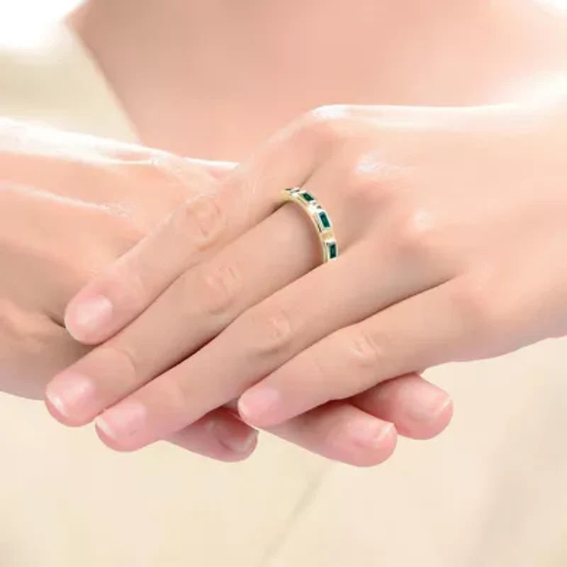 Lab Created 14K Gold Plated with Colored Cubic Zirconia Band Ring