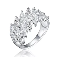 Lab Created White Gold Plated with Clear Cubic Zirconia Marquise Cluster Ring