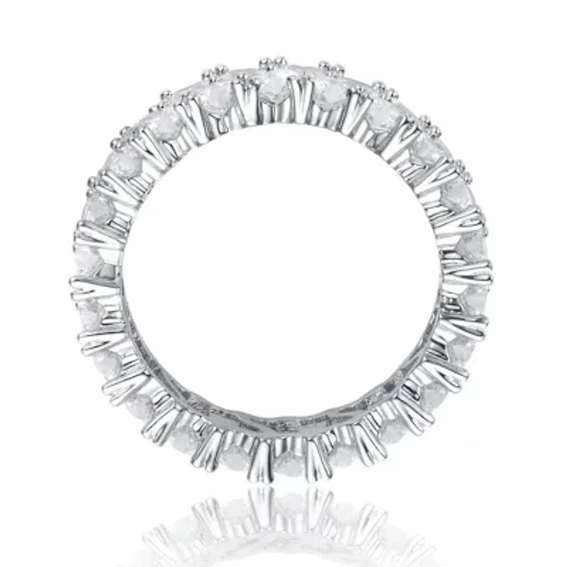Lab Created White Gold Plated with Clear Cubic Zirconia Wedding Band Ring