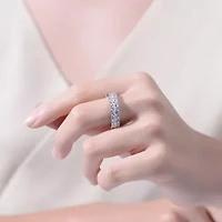 Lab Created White Gold Plated with Clear Cubic Zirconia Wedding Band Ring