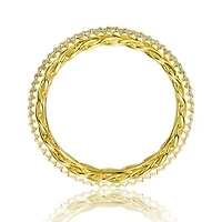 Lab Created 14K Gold Plated with Clear Cubic Zirconia 2 Chain Band Ring