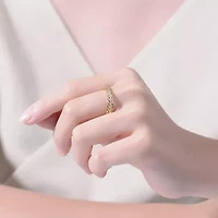 Lab Created 14K Gold Plated with Clear Cubic Zirconia 2 Chain Band Ring