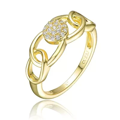Lab Created 14K Gold Plated with Clear Cubic Zirconia Linking Ring