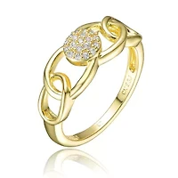Lab Created 14K Gold Plated with Clear Cubic Zirconia Linking Ring
