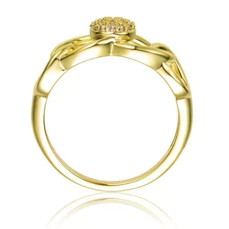 Lab Created 14K Gold Plated with Clear Cubic Zirconia Linking Ring