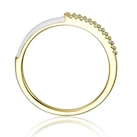 Lab Created 14K Gold Plated with Clear Cubic Zirconia White Enamel Half & Slim Stacking Ring for Kids