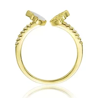 Lab Created 14K Gold Plated with Green Cubic Zirconia Changeable Butterfly Ring for Teens
