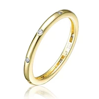 Lab Created 14K Gold Plated with Clear Cubic Zirconia Paved Band Ring