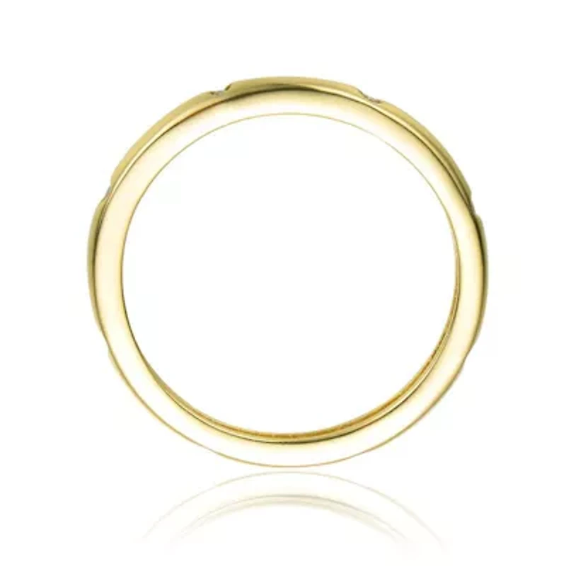 Lab Created 14K Gold Plated with Clear Cubic Zirconia Paved Band Ring