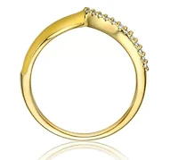 Lab Created 14K Gold Plated with Clear Cubic Zirconia & Yellow Enamel 'V' shaped stackable ring for Kids/Teens
