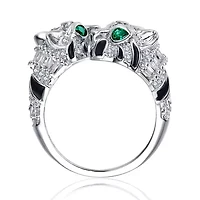 Lab Created White Gold Plated with Clear Cubic Zirconia Panther Bypass Ring
