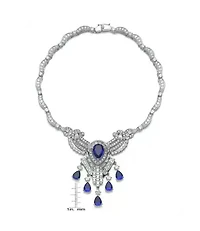 Lab Created Sterling Silver White Gold Plated with Colored Cubic Zirconia Teardrop Accent Necklace