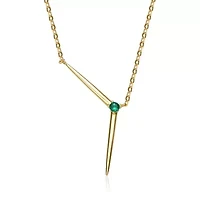 Lab Created Sterling Silver 14K Gold Plated with Colored Cubic Zirconia Solar Chevron Necklace