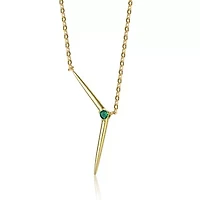 Lab Created Sterling Silver 14K Gold Plated with Colored Cubic Zirconia Solar Chevron Necklace