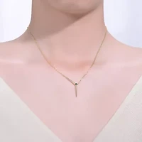 Lab Created Sterling Silver 14K Gold Plated with Colored Cubic Zirconia Solar Chevron Necklace