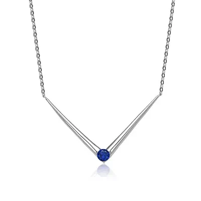 Lab Created Sterling Silver 14K Gold Plated with Colored Cubic Zirconia Solitaire Chevron Layering Necklace