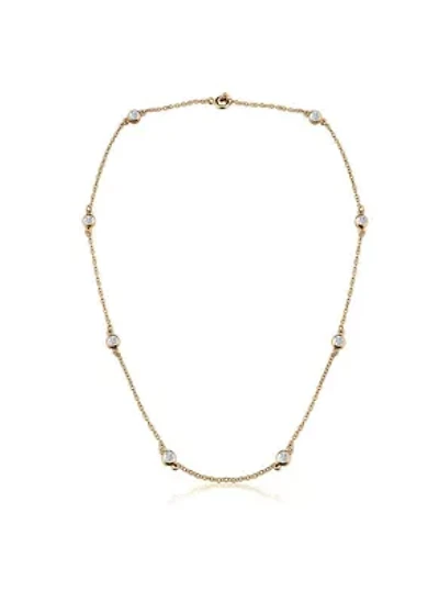 Lab Created Sterling Silver with Clear Cubic Zirconia Station Necklace