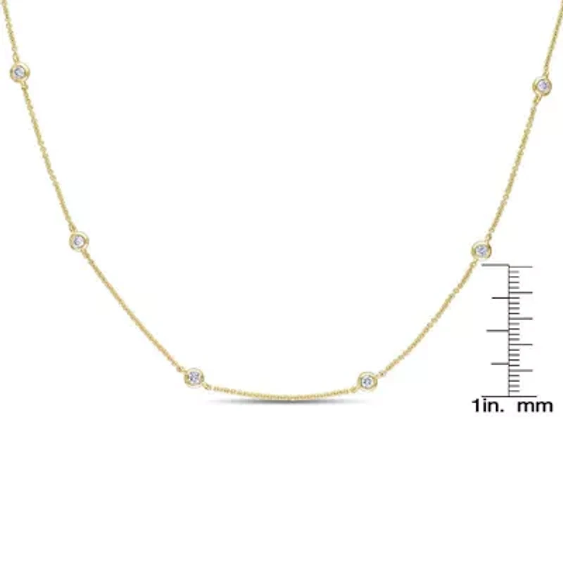 Lab Created Sterling Silver with Clear Cubic Zirconia Station Necklace