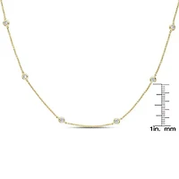 Lab Created Sterling Silver with Clear Cubic Zirconia Station Necklace