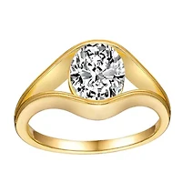 Lab Created Sterling Silver with Clear 2.50CT Oval Lab-Created Moissanite Solitaire Split Engagement Ring