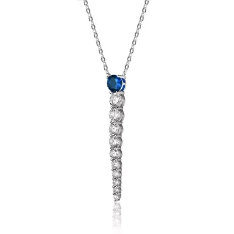 Lab Created Sterling Silver 14K Gold Plated with Colored Cubic Zirconia Icicle Journey Pendant Layering Necklace