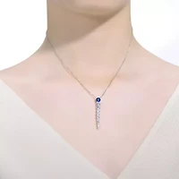 Lab Created Sterling Silver 14K Gold Plated with Colored Cubic Zirconia Icicle Journey Pendant Layering Necklace