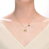 Lab Created Sterling Silver with Clear Cubic Zirconia Heart Paper Clip Chains Necklace