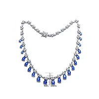 Lab Created Sterling Silver White Gold Plated with Colored Cubic Zirconia Marquise Drop Necklace