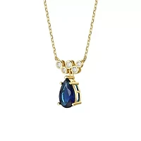 Lab Created Sterling Silver with Sapphire Blue Cubic Zirconia Bubble Chevron Raindrop Necklace