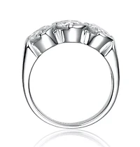Sterling Silver White Gold Plated with Clear 1ctw Lab Created Moissanite 3-Stone Anniversary Ring