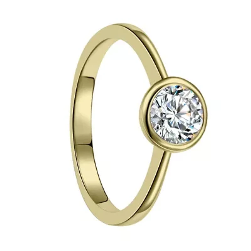 Lab Created Clear Cubic ZIrconia Modern Bezel Promise Ring