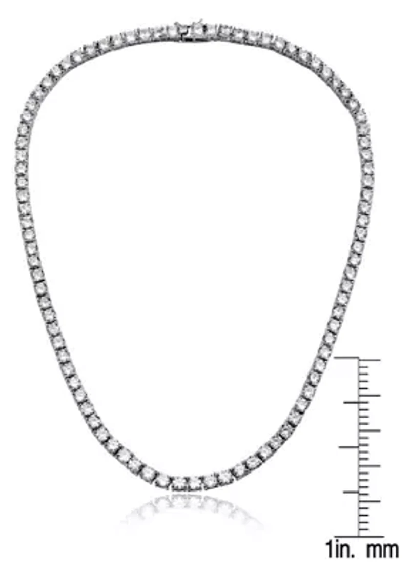 Lab Created Sterling Silver with Colored Cubic Zirconia 3MM Tennis Necklace