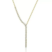 Lab Created Sterling Silver Clear Cubic Zirconia Asymmetrical Waterfall Y-Necklace
