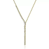 Lab Created Sterling Silver Clear Cubic Zirconia Asymmetrical Waterfall Y-Necklace