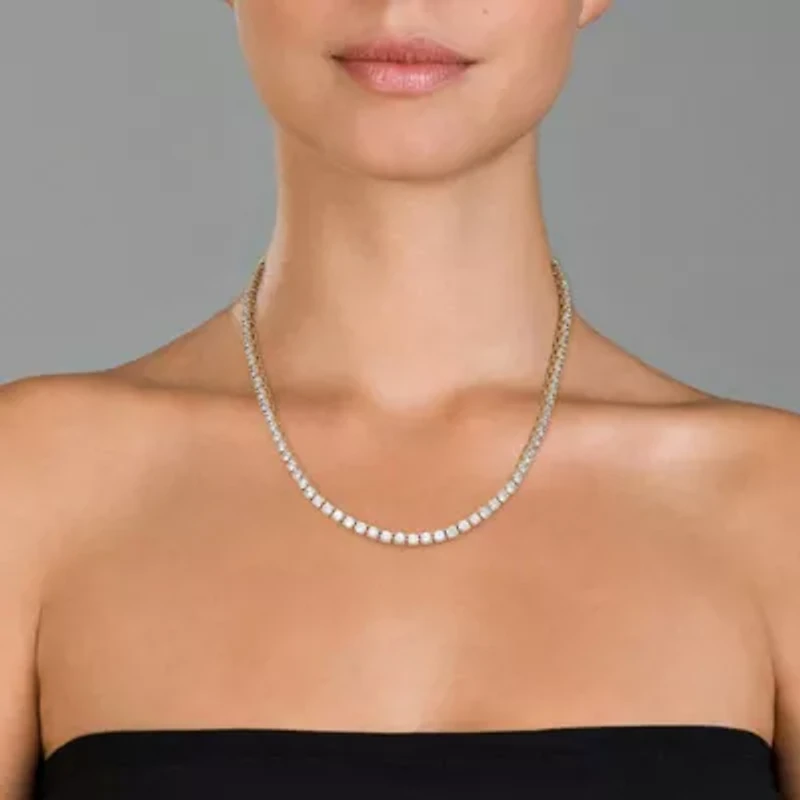 Lab Created Sterling Silver with Clear Cubic Zirconia 4MM Tennis Necklace