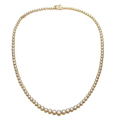 Lab Created Sterling Silver with Clear Cubic Zirconia Graduated-Size Tennis Chain Anniversary Necklace