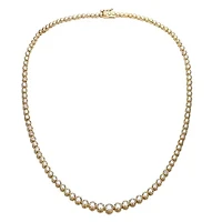 Lab Created Sterling Silver with Clear Cubic Zirconia Graduated-Size Tennis Chain Anniversary Necklace