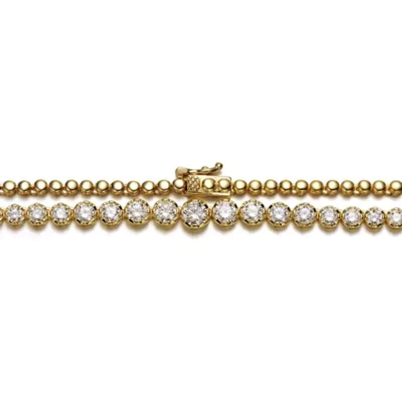 Lab Created Sterling Silver with Clear Cubic Zirconia Graduated-Size Tennis Chain Anniversary Necklace