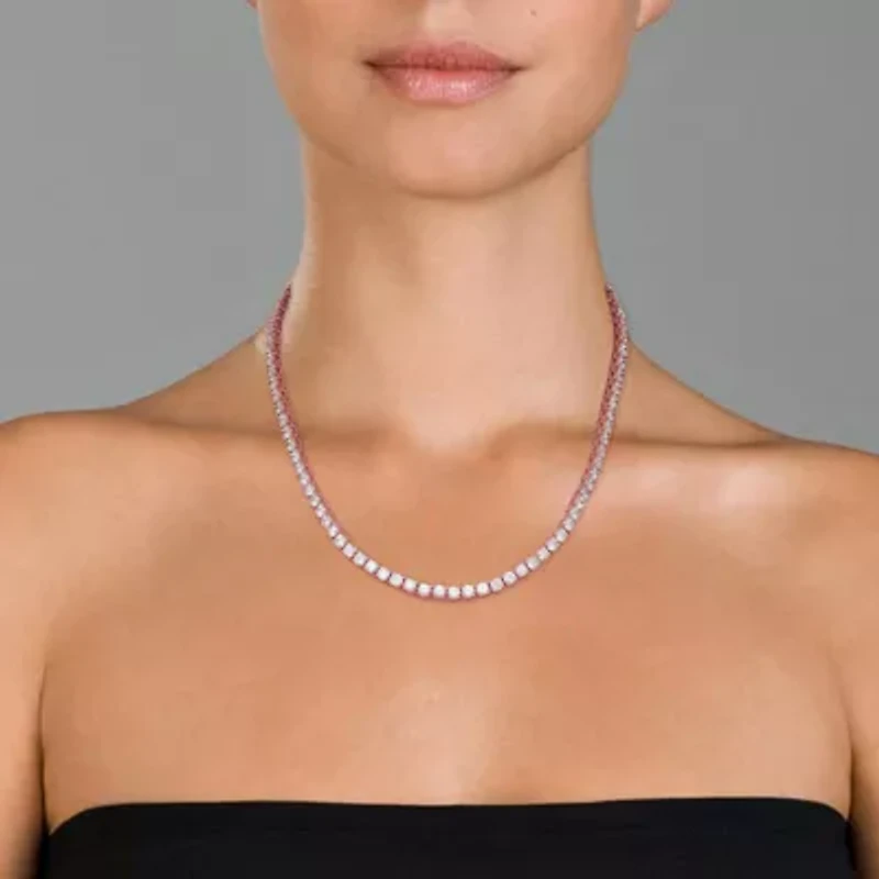 Lab Created Classic Clear Round Cubic Zirconia Tennis Necklace