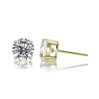 Lab Created Clear Cubic Zirconia Classic Stud Earrings