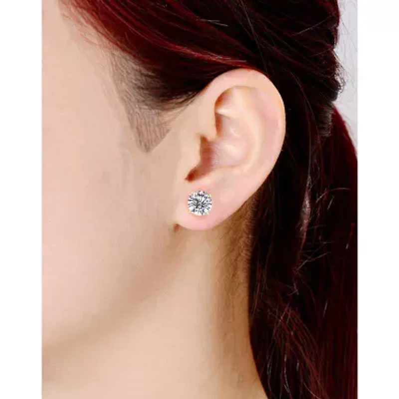 Lab Created Clear Cubic Zirconia Classic Stud Earrings