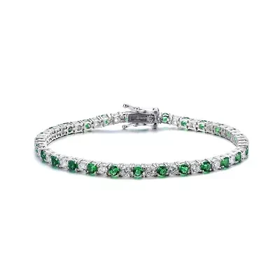 Lab Created Sterling Silver with Colored Cubic Zirconia 3mm Tennis Style Bracelet