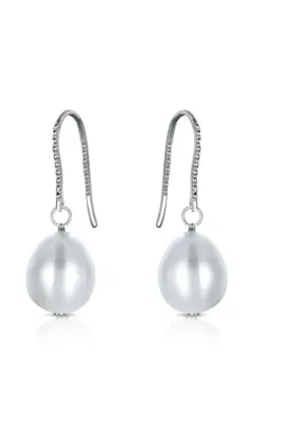 Lab Created Sterling Silver White Gold Plated with Colored Pearl Drop Earrings