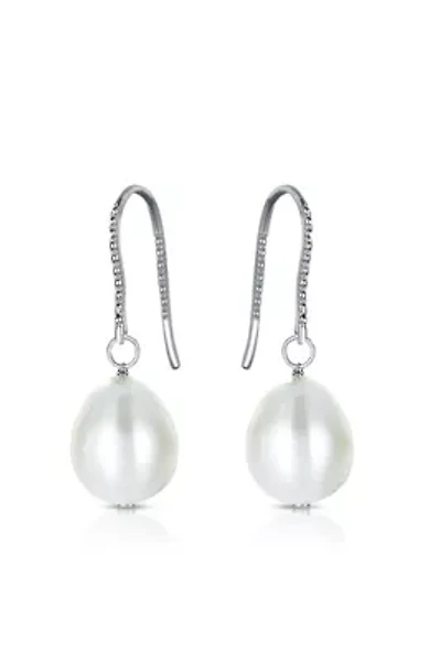 Lab Created Sterling Silver White Gold Plated with Colored Pearl Drop Earrings