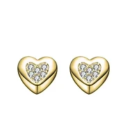 Lab Created Clear Cubic Zirconia Lovely Heart Stud Earrings