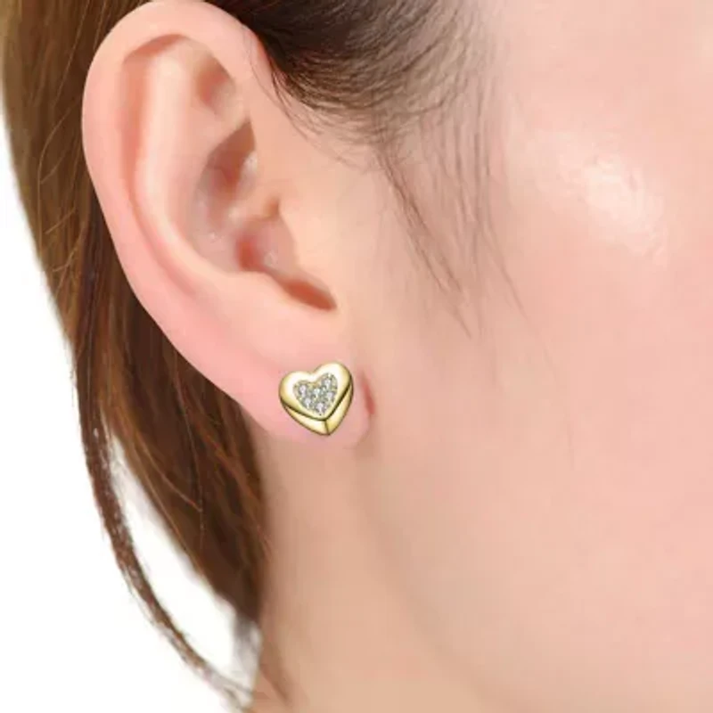 Lab Created Clear Cubic Zirconia Lovely Heart Stud Earrings