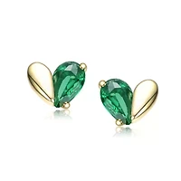 Lab Created Sterling Silver 14K Gold Plated Cubic Zirconia Screw Back Heart Earrings for Kids