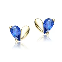 Lab Created Sterling Silver 14K Gold Plated Cubic Zirconia Screw Back Heart Earrings for Kids