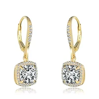 Lab Created Sterling Silver with Clear Round and Radiant Cubic Zirconia Drop Earrings